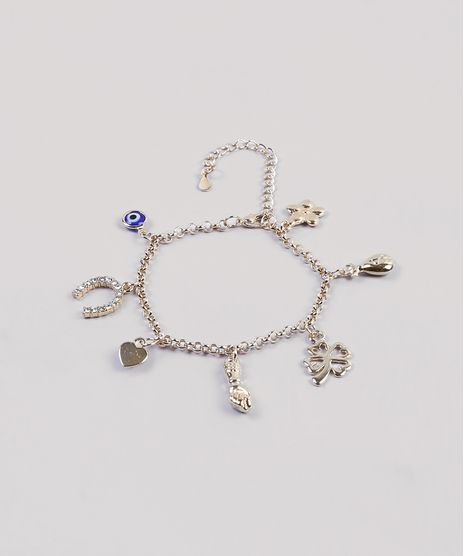 Pulseira-Feminina-com-Pingentes-da-Sorte-Dourado-9289367-Dourado_1
