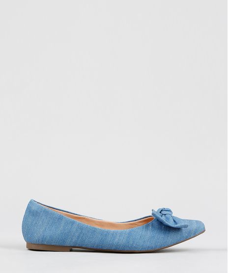 Sapatilha-Bico-Fino-Feminina-Via-Uno-com-Laco-em-Jeans-Azul-Claro-9422479-Azul_Claro_1