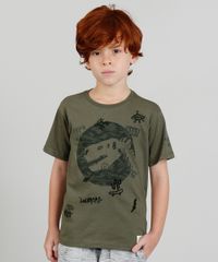 Camiseta-Infantil-com-Estampa-Dinossauro-Manga-Curta-Verde-Militar-9378184-Verde_Militar_1