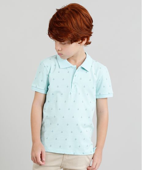 Polo-em-Piquet-Infantil-Estampada-de-Ancoras-Manga-Curta-Verde-Agua-9330090-Verde_Agua_1