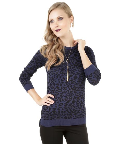 Sueter-Animal-Print-em-Trico-Azul-Escuro-8174635-Azul_Escuro_1