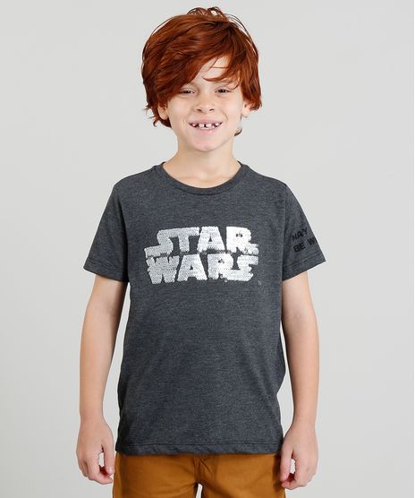 Camiseta-Infantil-Star-Wars-com-Paete-Dupla-Face-Manga-Curta-Gola-Careca-Cinza-Mescla-Escuro-9375098-Cinza_Mescla_Escuro_1