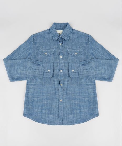 Camisa-Jeans-Infantil-Chambray-Manga-Longa-Azul-Escuro-9188214-Azul_Escuro_1