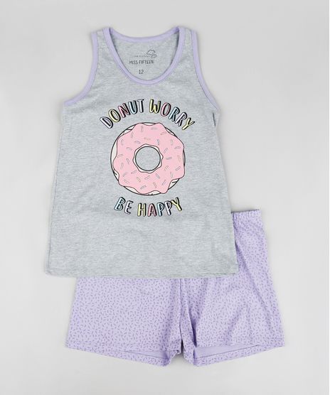 Pijama-Infantil-Donut-Regata-Decote-Nadador-Cinza-Mescla-9340354-Cinza_Mescla_1