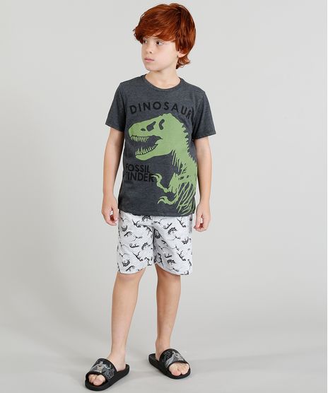 Pijama-Infantil--Dinossauro--Manga-Curta-Cinza-Mescla-Escuro-9341547-Cinza_Mescla_Escuro_1