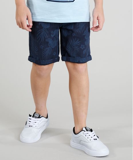 Bermuda-Infantil-Estampada-Tropical-com-Cinto-de-Lona-Azul-Marinho-9313620-Azul_Marinho_1