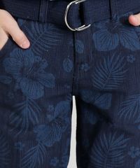 Bermuda-Infantil-Estampada-Tropical-com-Cinto-de-Lona-Azul-Marinho-9313620-Azul_Marinho_4