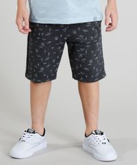 Bermuda-de-Moletom-Infantil-Estampada-Tropical-Barra-Dobrada-Cinza-Mescla-Escuro-9340262-Cinza_Mescla_Escuro_1