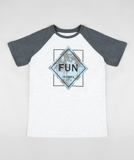 Camiseta-Infantil-Raglan-com-Estampa--Fun--Manga-Curta-Gola-Careca-Cinza-Mescla-Claro-9389321-Cinza_Mescla_Claro_1