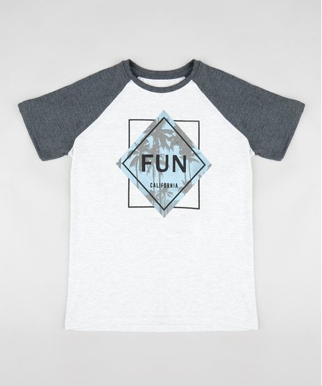 Camiseta-Infantil-Raglan-com-Estampa--Fun--Manga-Curta-Gola-Careca-Cinza-Mescla-Claro-9389321-Cinza_Mescla_Claro_1