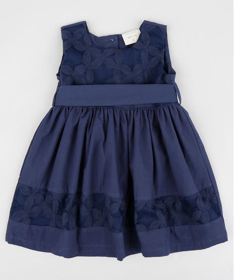Vestido-Infantil-Bordado-Floral-com-Laco-Sem-Manga-Azul-Marinho-9378648-Azul_Marinho_1