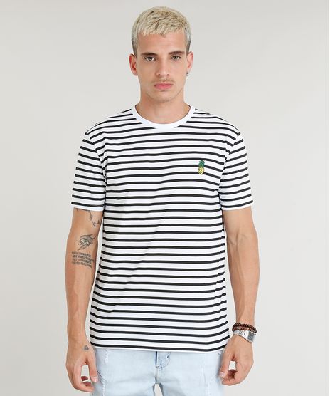 Camiseta-Masculina-Estampada-Listrada-com-Bordado-de-Abacaxi-Manga-Curta-Gola-Careca-Branca-9295133-Branco_1