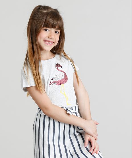 Blusa-Infantil-Flamingo-com-Paete-Dupla-Face-Manga-Curta-Decote-Redondo-Cinza-Mescla-Claro-9331100-Cinza_Mescla_Claro_1