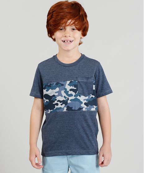 Camiseta-Infantil-com-Estampa-Camuflada-com-Bolso-Manga-Curta-Gola-Careca-Azul-Marinho-9370198-Azul_Marinho_1