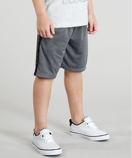 Bermuda-Infantil-Esportiva-Basica-com-Listras-Laterais-Cinza-Mescla-Escuro-9365013-Cinza_Mescla_Escuro_1