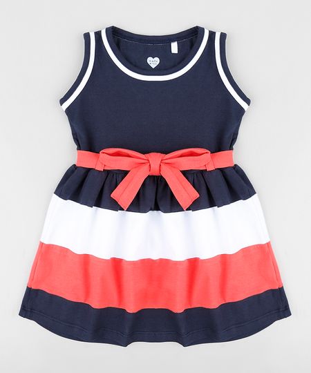Vestido-Infantil-com-Laco-e-Listras-Sem-Manga-Decote-Redondo-Azul-Marinho-9396024-Azul_Marinho_1