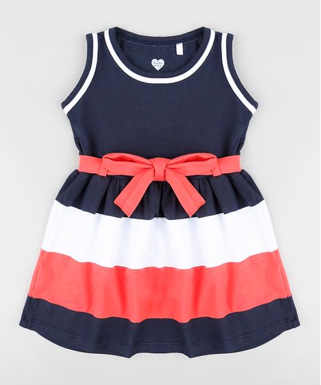 Vestido-Infantil-com-Laco-e-Listras-Sem-Manga-Decote-Redondo-Azul-Marinho-9396024-Azul_Marinho_1