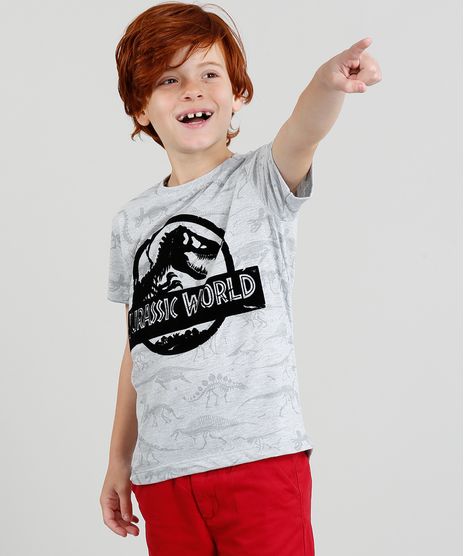 Camiseta-Infantil-Jurassic-World-Estampada-Manga-Curta-Gola-Careca-Cinza-Mescla-Claro-9327943-Cinza_Mescla_Claro_1
