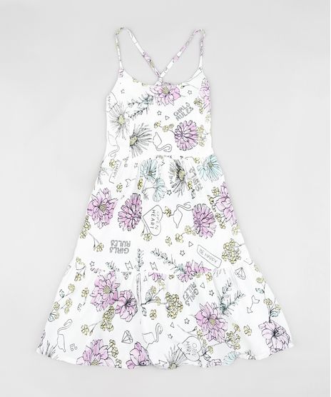Vestido-Infantil-Estampado-Floral-com-Tiras-Curto-Branco-9182794-Branco_1