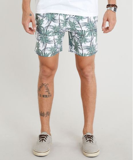 Short-Masculino-Estampado-de-Coqueiros-com-Bolsos-Branco-9305456-Branco_1