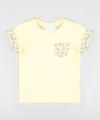 Camiseta-Infantil-com-Bolso-Estampado-de-Dinossauro-Manga-Curta-Gola-Careca-Amarela-9303327-Amarelo_1