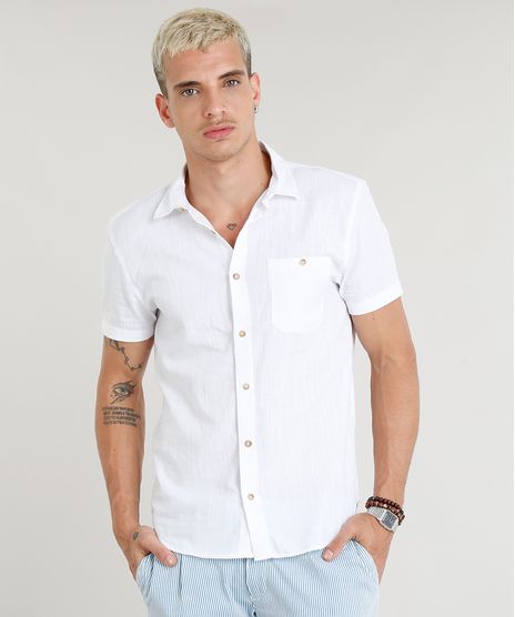 Camisa-Masculina-com-Bolso-em-Linho-Manga-Curta-Branca-9350189-Branco_1