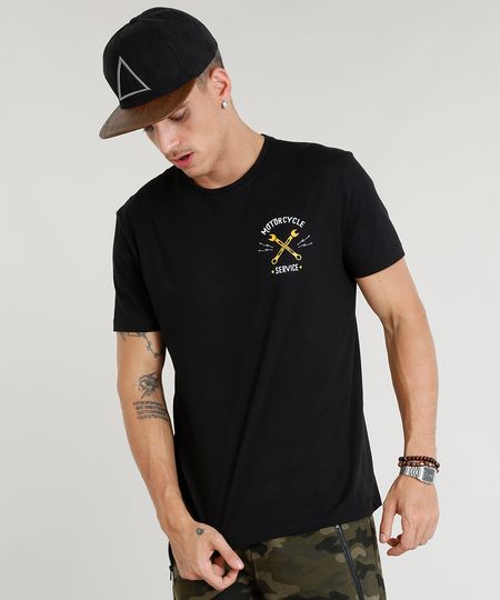 Camiseta-Masculina--Motorcycle-Service--Manga-Curta-Gola-Careca-Preta-9276251-Preto_1
