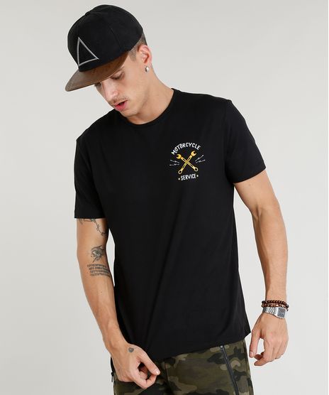 Camiseta-Masculina--Motorcycle-Service--Manga-Curta-Gola-Careca-Preta-9276251-Preto_1