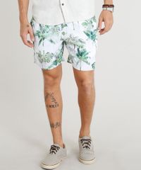 Short-Masculino-Estampado-de-Coqueiros-com-Bolsos-Branco-9321615-Branco_1