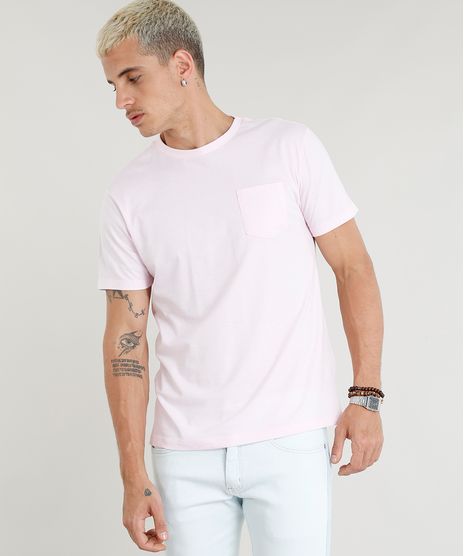 Camiseta-Masculina--Closed-for-Vacation--com-Bolso-Manga-Curta-Gola-Careca-Rosa-Claro-9380495-Rosa_Claro_1