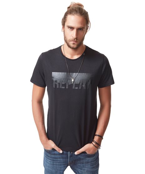 Camiseta-Replay-com-Textura--Preta-8293966-Preto_1