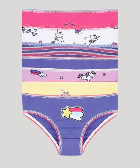 Kit-de-7-Calcinhas-Infantis-Unicornio-e-Arco-iris-Multicor-9383060-Multicor_1