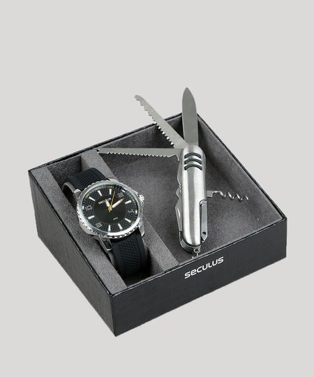 Kit-de-Relogio-Analogico-Seculus-Masculino---Canivete---77038G0SVNI2K-Preto-9399553-Preto_1