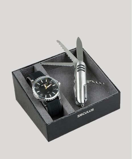 Kit-de-Relogio-Analogico-Seculus-Masculino---Canivete---77038G0SVNI2K-Preto-9399553-Preto_1