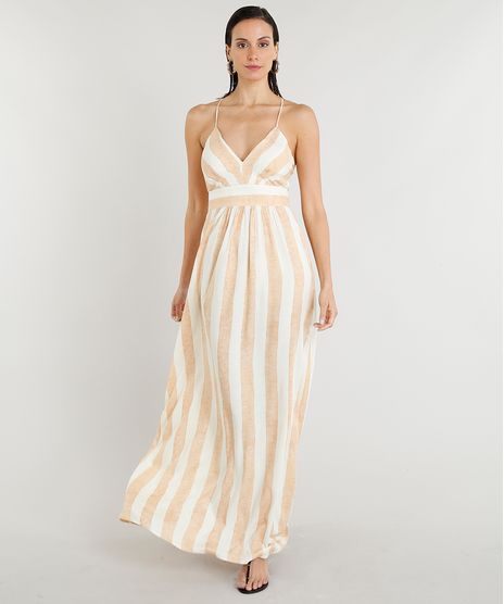 Vestido-Feminino-Longo-Lenny-Niemeyer-Estampado-Listrado-Decote-V-Bege-Claro-9256580-Bege_Claro_1
