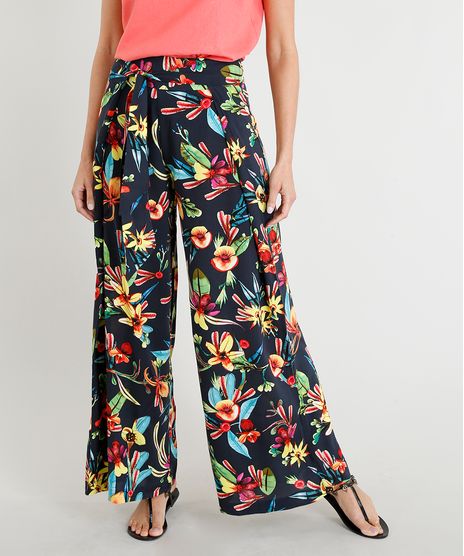 Calca-Pantalona-Feminina-Lenny-Niemeyer-Estampada-Floral-com-Amarracao-com-Protecao-UV50--Azul-Marinho-9280824-Azul_Marinho_1