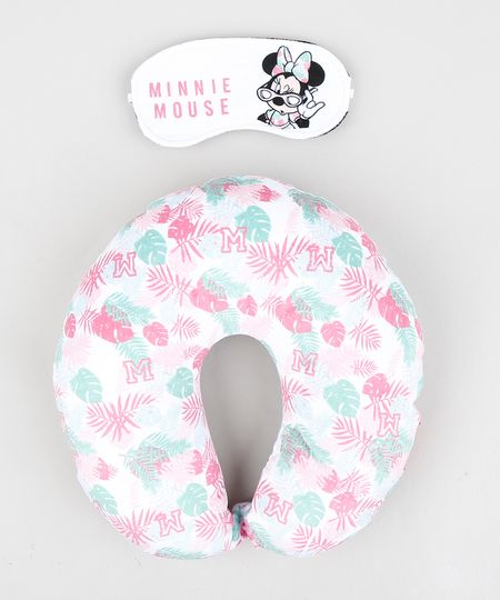 Kit-de-Apoio-de-Pescoco-Minnie-Estampado-de-Folhagens---Tapa-Olho-Branco-9312957-Branco_1