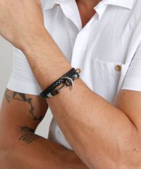 Pulseira-Masculina-Trancada-com-Ancora-Preta-9398701-Preto_2 Pulseira-Masculina-Trancada-com-Ancora-Preta-9398701-Preto_2