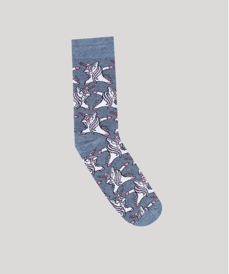 Meia-Masculina-Divertida-Cano-Alto-Unicornio-Azul-9309982-Azul_1