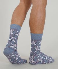 Meia-Masculina-Divertida-Cano-Alto-Unicornio-Azul-9309982-Azul_3