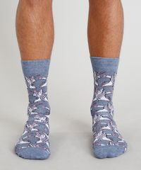 Meia-Masculina-Divertida-Cano-Alto-Unicornio-Azul-9309982-Azul_4