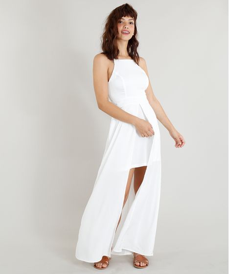 vestido longo branco casual