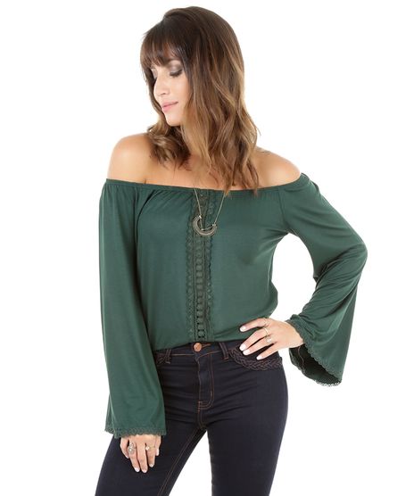 Blusa-Cropped-com-Renda-Verde-Escuro-8328568-Verde_Escuro_1