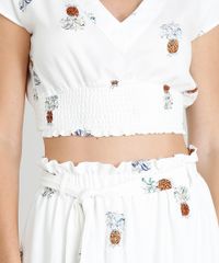 Blusa-Feminina-Cropped-Estampada-de-Abacaxis-Manga-Curta-Decote-V-Off-White-9358094-Off_White_4
