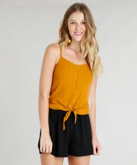 Regata-Feminina-Canelada-com-No-e-Botoes-Alcas-Finas-Decote-V-Mostarda-9337371-Mostarda_1