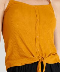 Regata-Feminina-Canelada-com-No-e-Botoes-Alcas-Finas-Decote-V-Mostarda-9337371-Mostarda_4