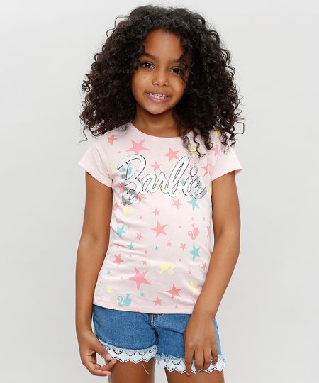 Blusa-Infantil-Barbie-com-Estampa-de-Estrelas-Manga-Curta-Decote-Redondo-Rose-9327702-Rose_1
