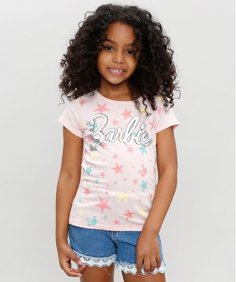 Blusa-Infantil-Barbie-com-Estampa-de-Estrelas-Manga-Curta-Decote-Redondo-Rose-9327702-Rose_1