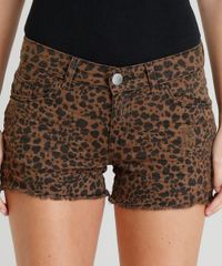 Short-de-Sarja-Feminino-Reto-Estampado-Animal-Print-com-Barra-Desfiada-Marrom-9396090-Marrom_4