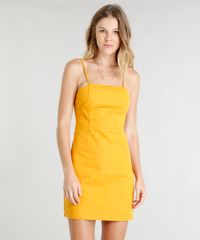 Vestido-Feminino-Curto-Acinturado-Alcas-Finas-Mostarda-9372325-Mostarda_1